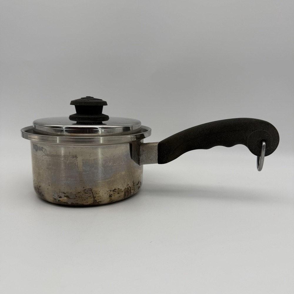 Vintage Saladmaster T304S Stainless Steel Sauce Pan Pot 1.5 Qt w/ Vapor Vent Lid